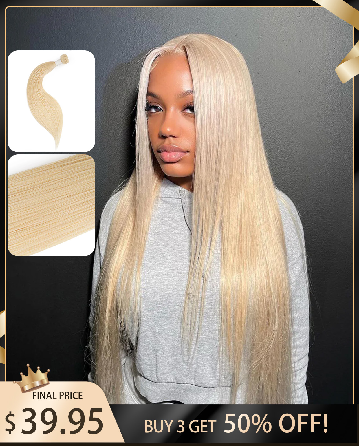 11A+ Grade 100% Human Virgin Hair Straight 613 Blonde One Bundle